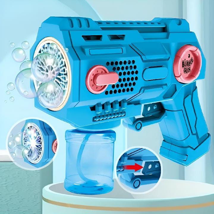 Children's Electric Bubble Gun with Light & Music – Automatic, Mess-Free, for Parties & Pool Fun