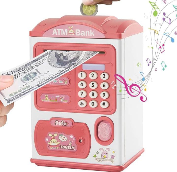 Children's ATM Fingerprint Money Box – Electronic Coin Bank with Password & Fingerprint Sensing