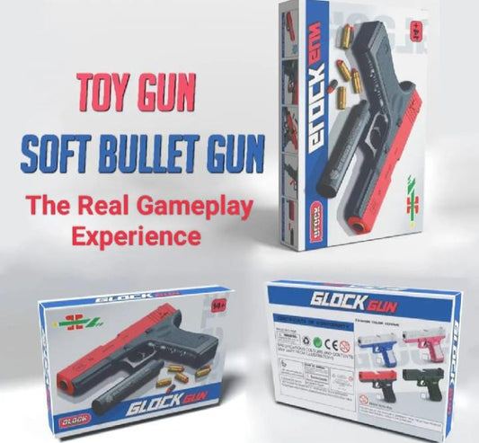 Glock Soft Bullet Toy Gun with Silencer – Foam Darts Blaster for Kids & Adults